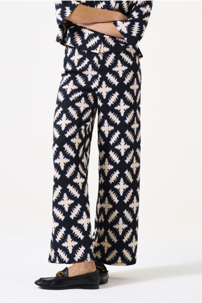 BROEK MET PRINT H50115 60 BLACK